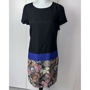 Women's Boden Brompton Silk Blend Color Block Floral Cap Sleeve Dress US 6R